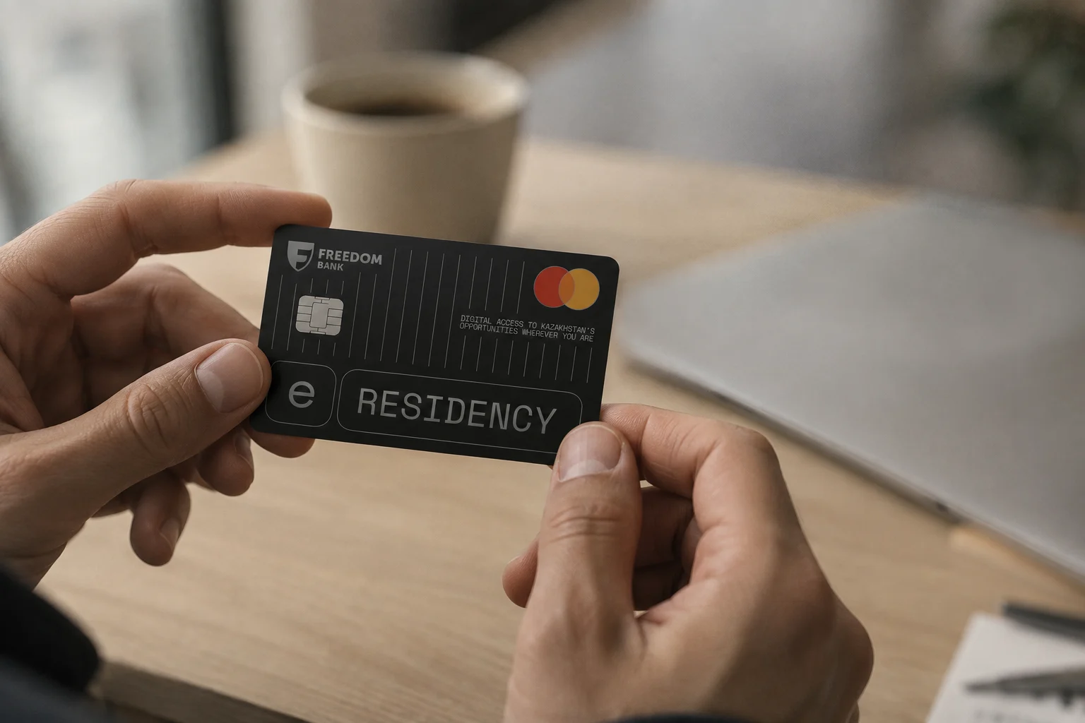 Карта Банка Freedom eResidency в руках клиента